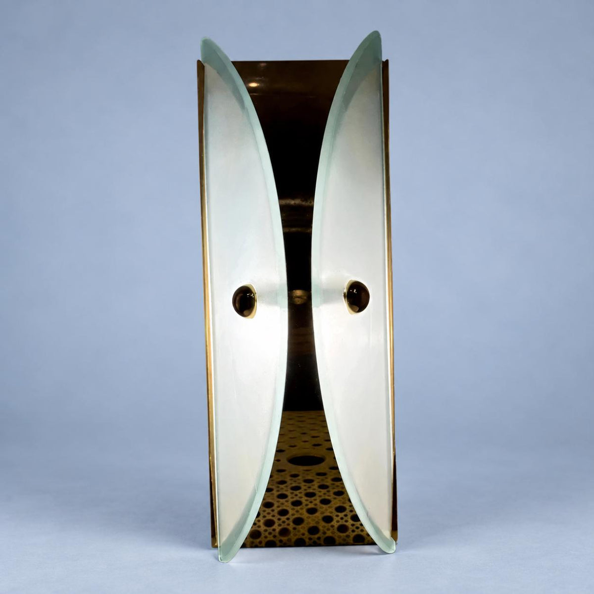 Vintage Italian-Style Brass Wall Sconce with Frosted Glass Wings, 30 cm