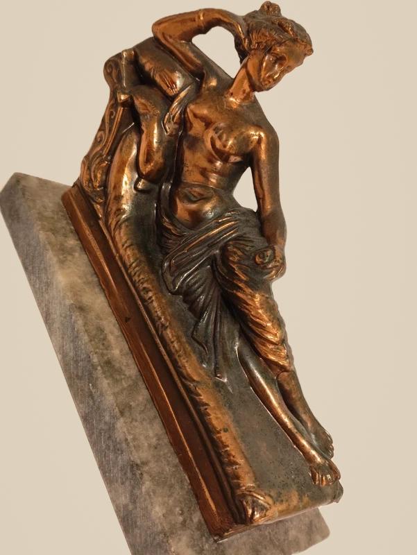 Pauline Borghese as Venus Statue After Canova, Copper-Tone Metal on Marble Base, Vintage