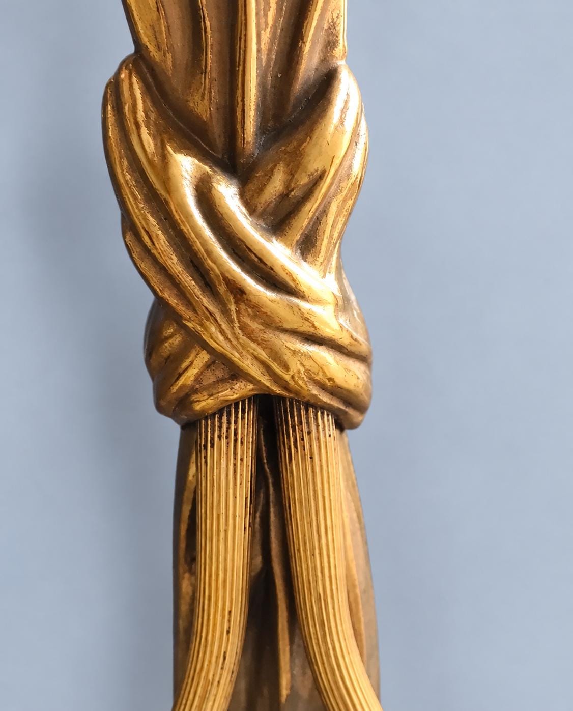 Vintage Louis XVI Style Wall Sconce with Knotted Drapery and Tassels, Gilt Metal, Two Candle Lights, 45 cm