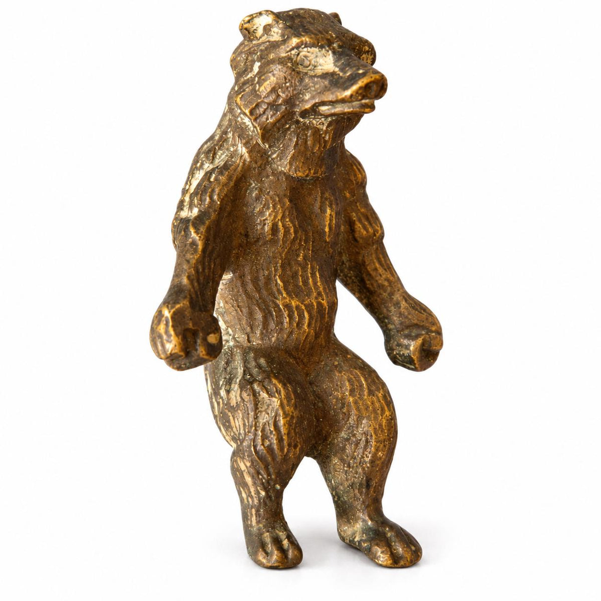 Vintage Miniature Standing Bear Figure, Dark Patinated Metal Bear on Hind Legs, Attributed 19th Century, 5.5 cm