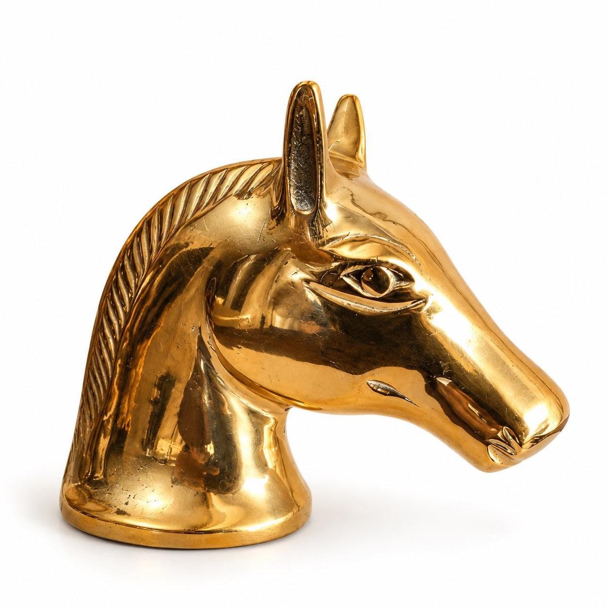 Vintage Brass Horse Head Bottle Opener, Polished Equestrian Bar Tool and Desk Sculpture, Classic Barware Gift for Horse Lovers
