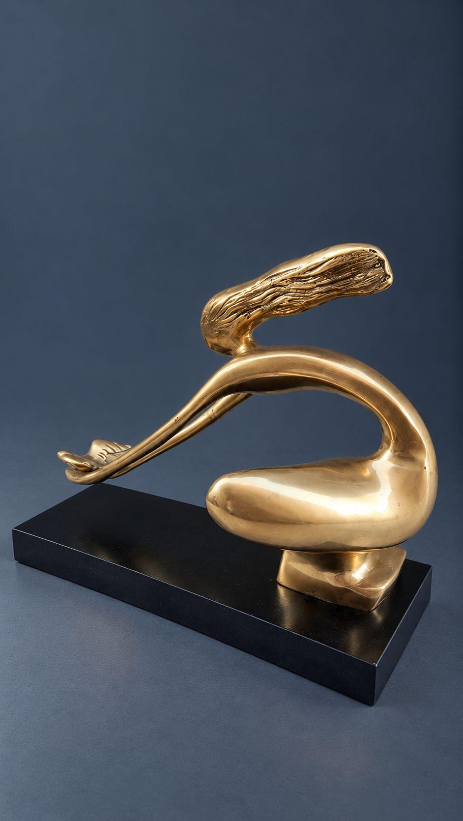 Vintage Modernist Brass or Bronze Sculpture, Stylized Woman Releasing a Dove on Black Wood Base, Peace Symbol Art Decor