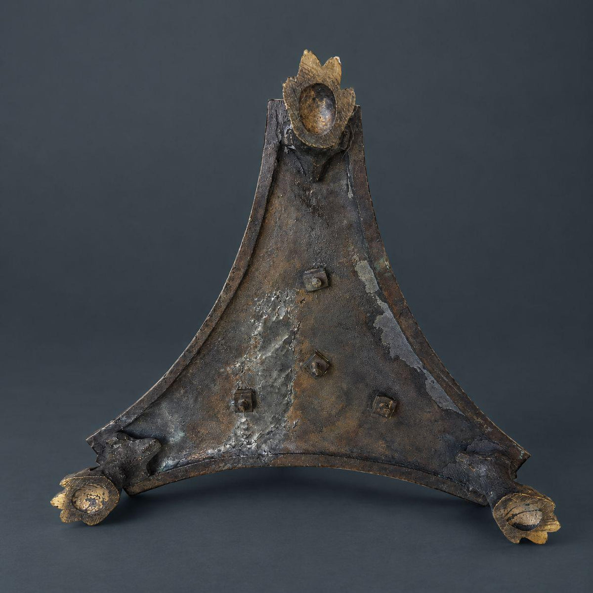 Antique 19th Century Bronze Grand Tour Inkwell with Three Reclining Stags, Gadrooned Urn on Triangular Base with Hoof Feet