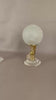 Vintage Brass-Toned Angel Table Lamps, Frosted Glass Globe Shade, Hollywood Regency, 1980s, Pair