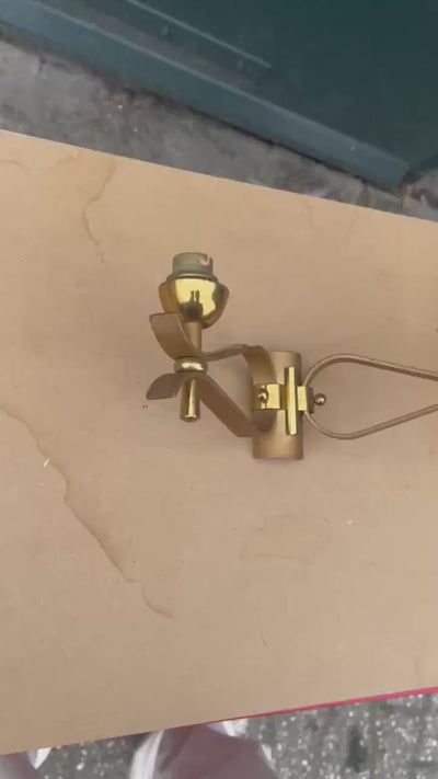 Pair of Gilt Brass  Wall Sconces, Painted Metal Detail, French Design