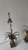 Vintage Maison Charles Brass Palm Table Lamps, French Mid-Century Hollywood Regency Pair, "Vase Roseaux" Design, 1950s