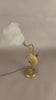 Gilt Crane Table Lamp with Frosted Glass Shade, Hollywood Regency Style