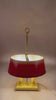 Vintage Brass Bouillotte Table Lamp, Red Tole Shade — French Style, circa 1950s