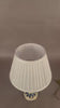 Vintage Blue and White Ceramic Table Lamp, Gilt Fluted Column — Pleated Shade Included