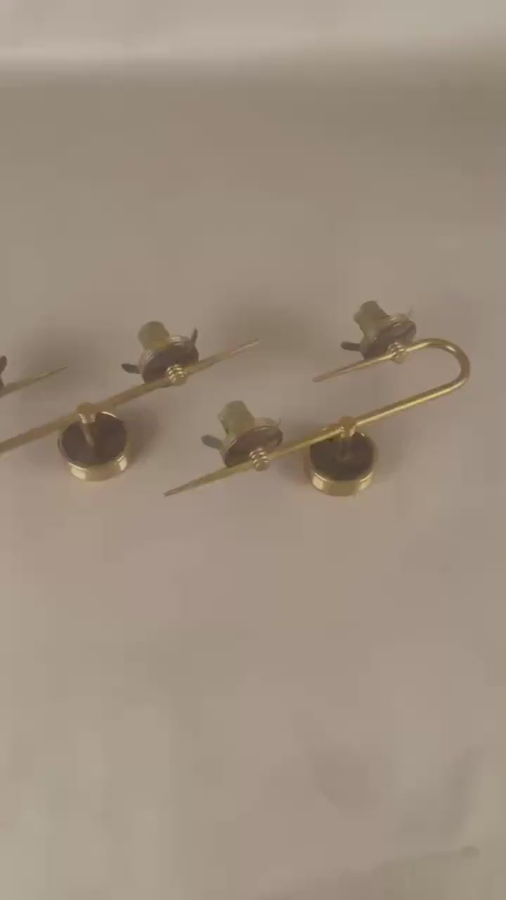 Pair of Vintage Brass Double-Arm Sconces, 1960s | Mid-Century Minimalist Wall Lights | Linear Modernist Fixtures