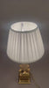 Mid-Century Brass Corn Table Lamp with Pleated Shade, 1970s