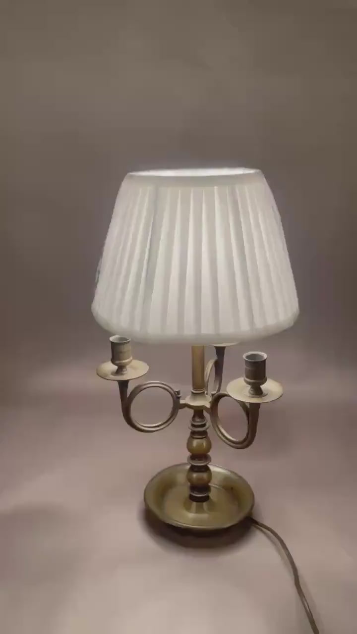 Vintage French Bouillotte Lamp, Bronze-Toned Candelabra, Hollywood Regency Style, 1950s