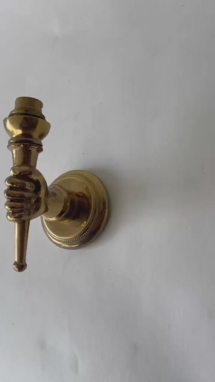 Brass Wall Sconce, Hand-Form Torch — French Art Deco Style, 1930s