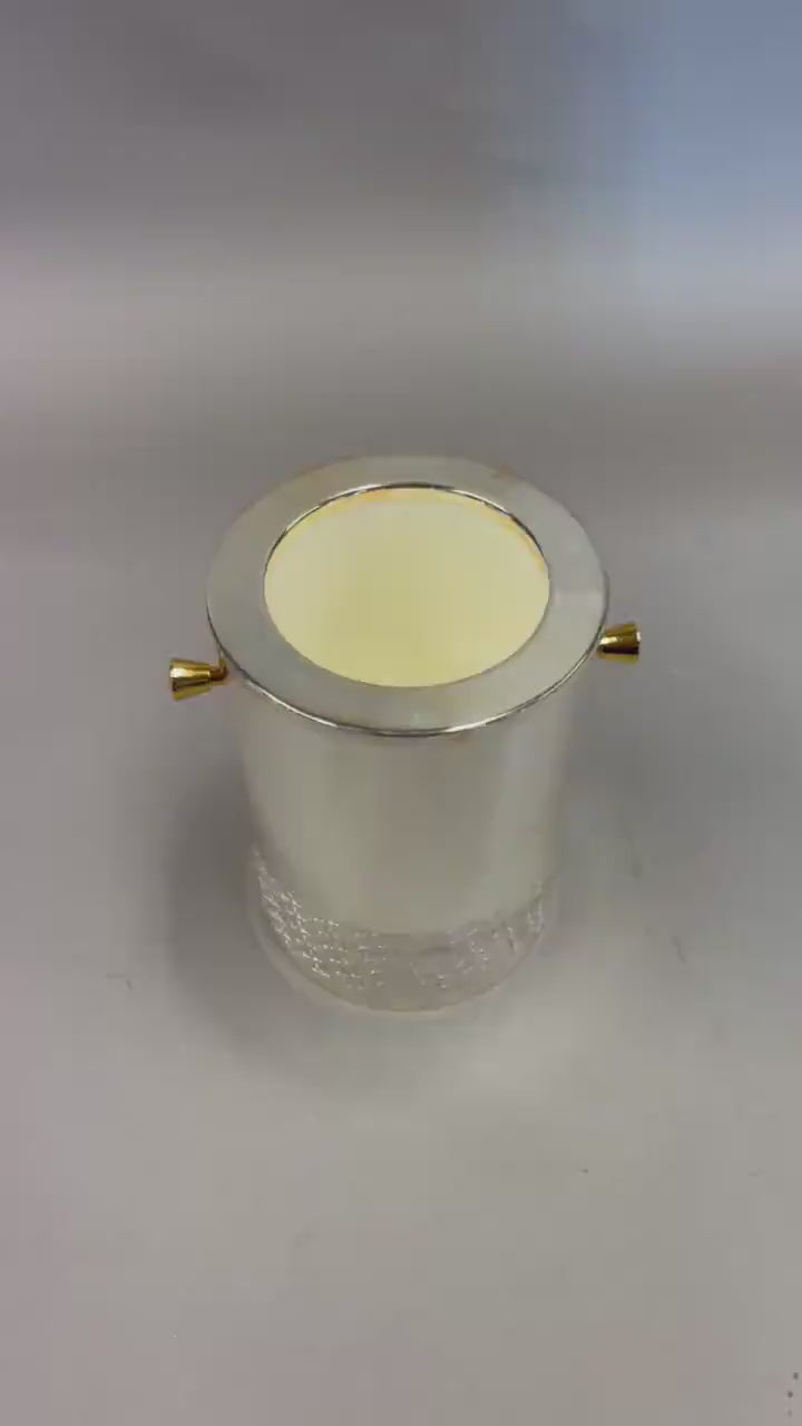 Vintage Hollywood Regency Wine Cooler, Gilded Handle Champagne Bucket, Metal Barware Accessory