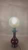 Vintage Glass and Brass Table Lamp, Etched Frosted Glass Globe Shade, 1950s