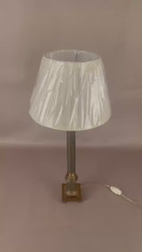 Antique Brass Corinthian Column Table Lamp, Neoclassical Candlestick Lamp with New Pleated Shade
