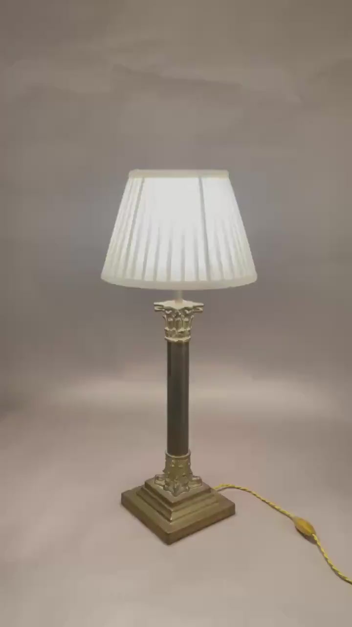 Vintage Brass Column Table Lamp, Corinthian Capital — Neoclassical Empire Style, 1950s