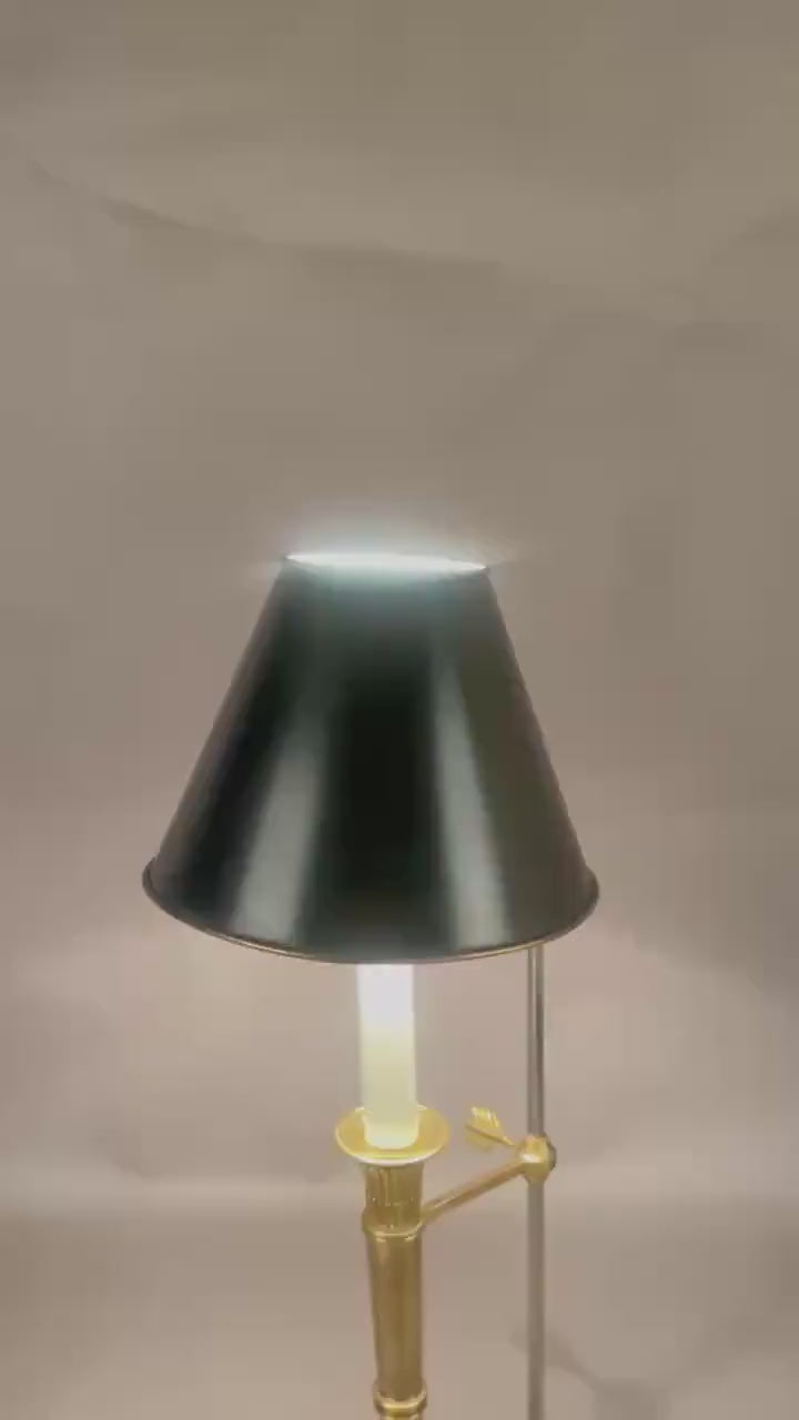 Vintage Brass Bouillotte Table Lamp, Adjustable Black Shade, French Style, 1950s