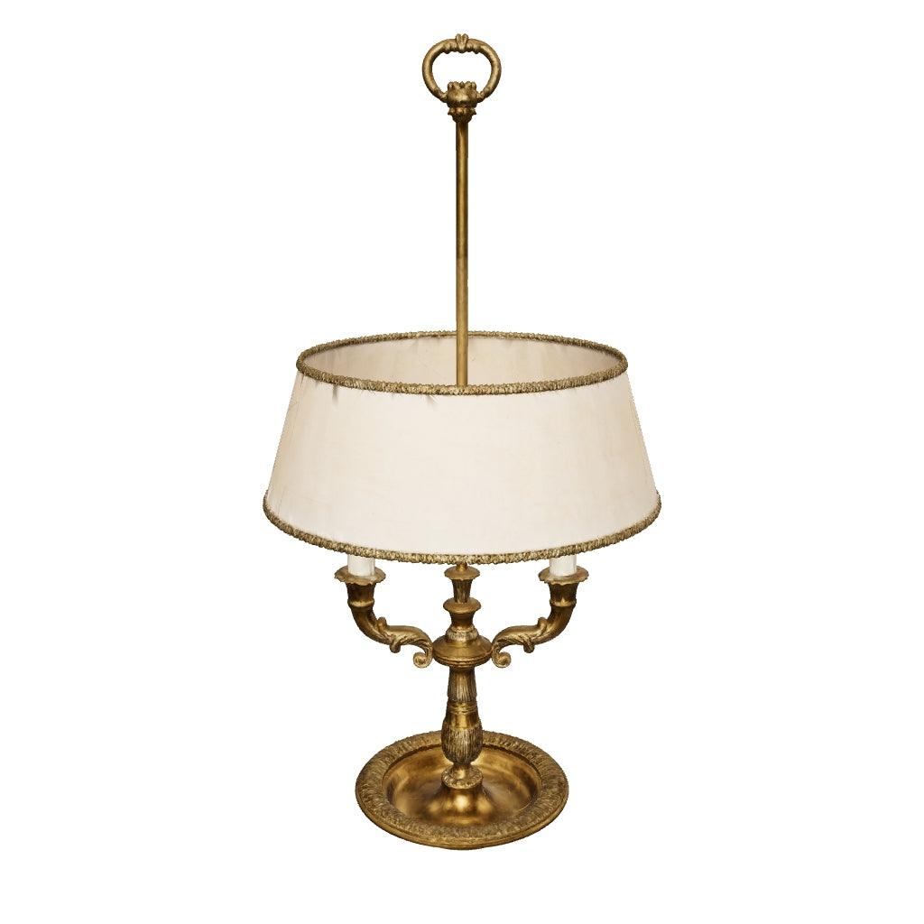 3D preview of Antique Brass Bouillotte Lamp, Three-Arm Candelabra Form — French, 19th Century