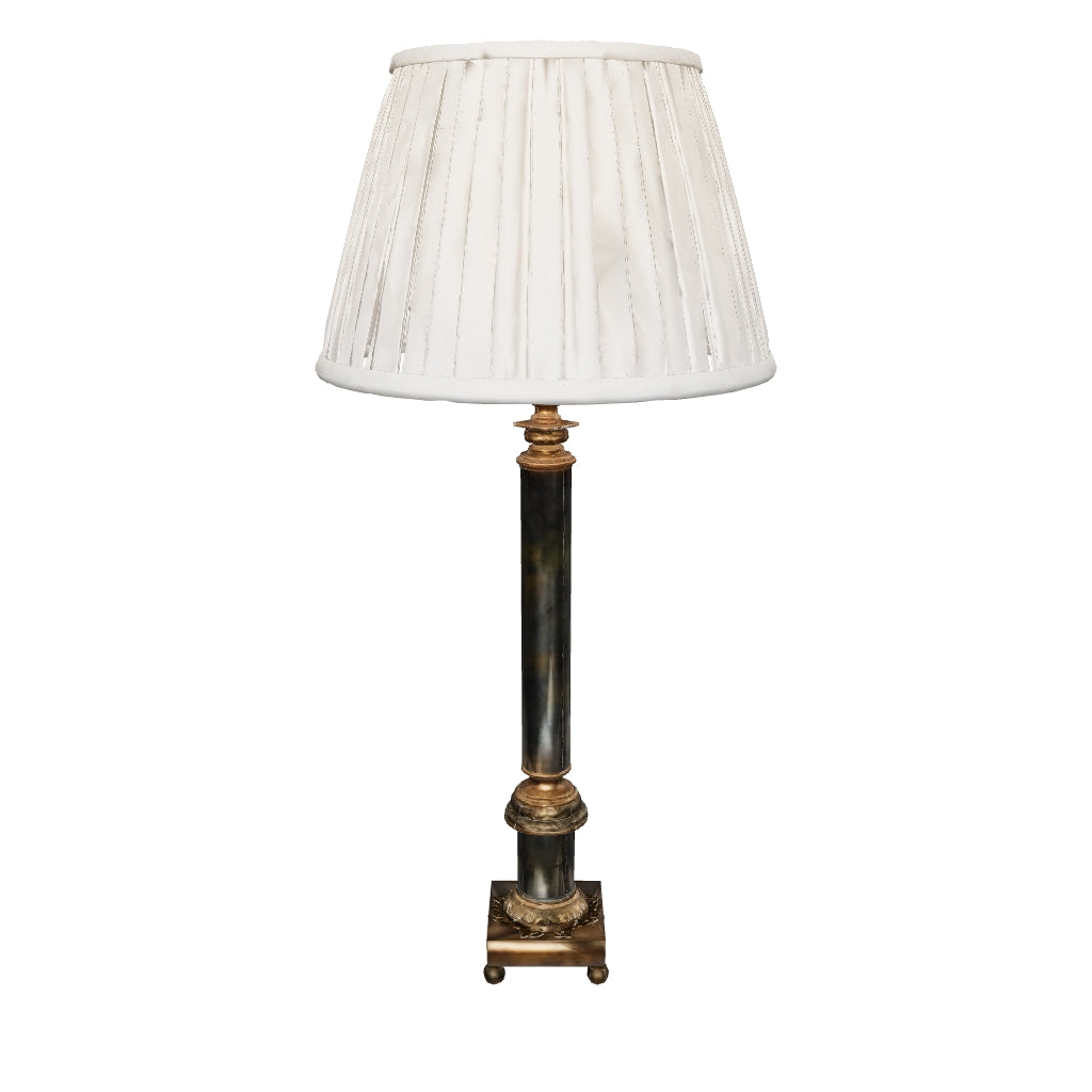 3D preview of Antique Brass Corinthian Column Table Lamp, Neoclassical Candlestick Lamp with New Pleated Shade