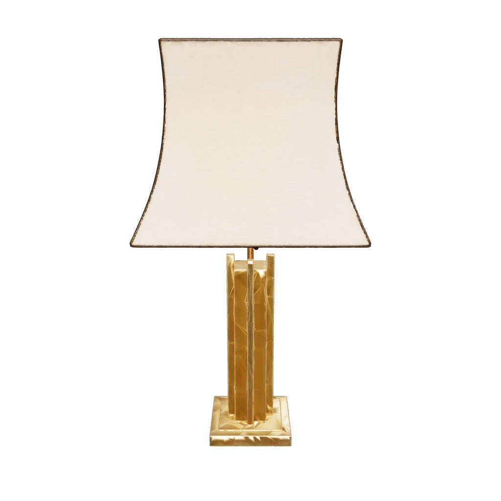 3D preview of Willy Rizzo Style Brass Table Lamp, 1970s Italy, Skyscraper Column Design, Dual Pull Chain Lamp
