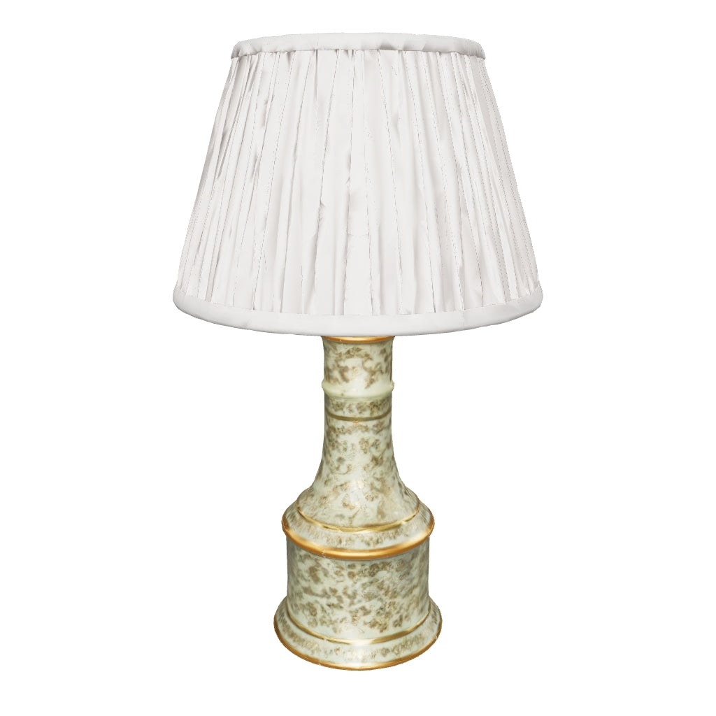 3D preview of Vintage Chinoiserie Table Lamp, Mint Green Porcelain with Gold Gilt Floral Detail, French Country Baluster Lamp, Circa 1950s