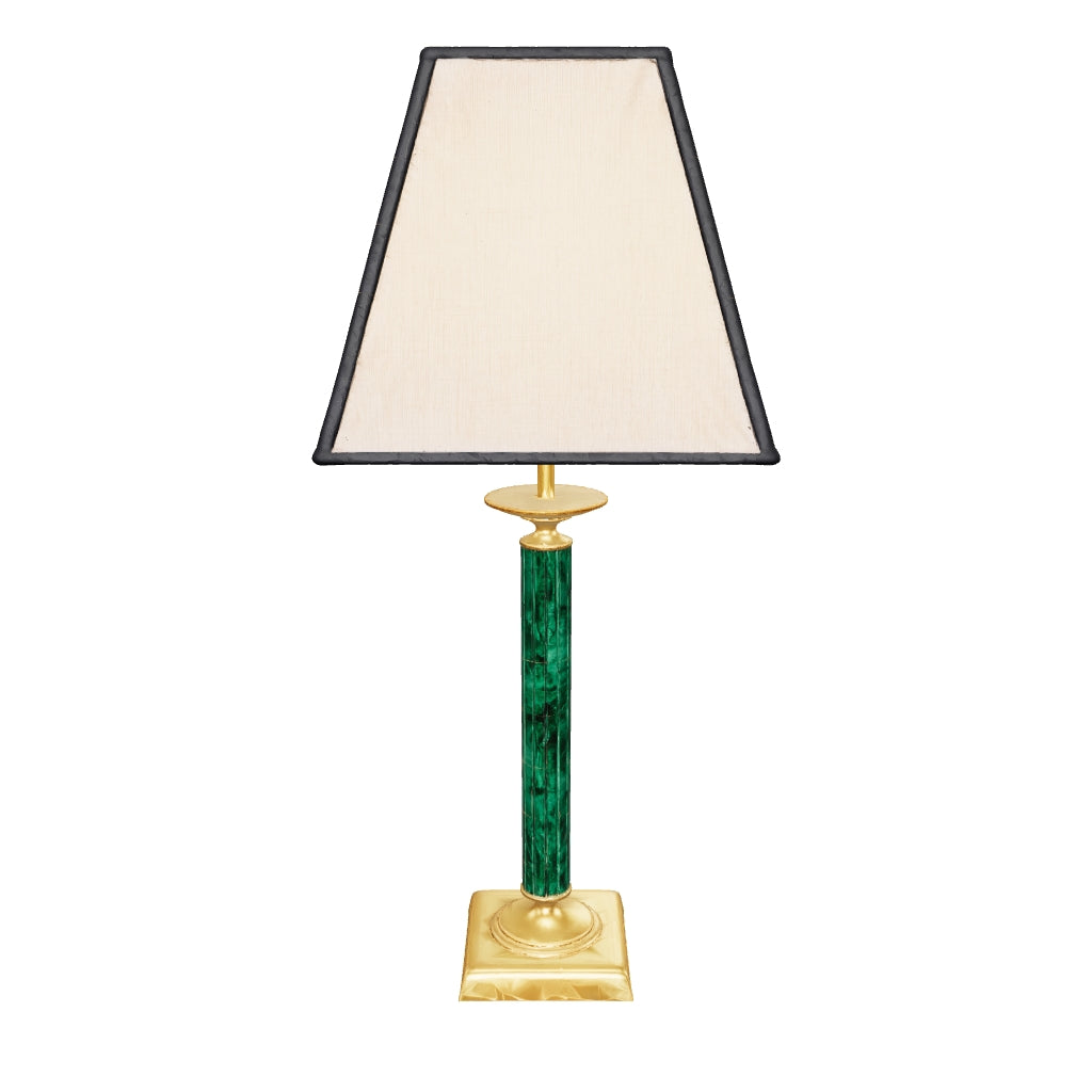 3D preview of Vintage 1980s Table Lamp, Malachite-Style Green Column, Gold-Toned Metal, Hollywood Regency Style