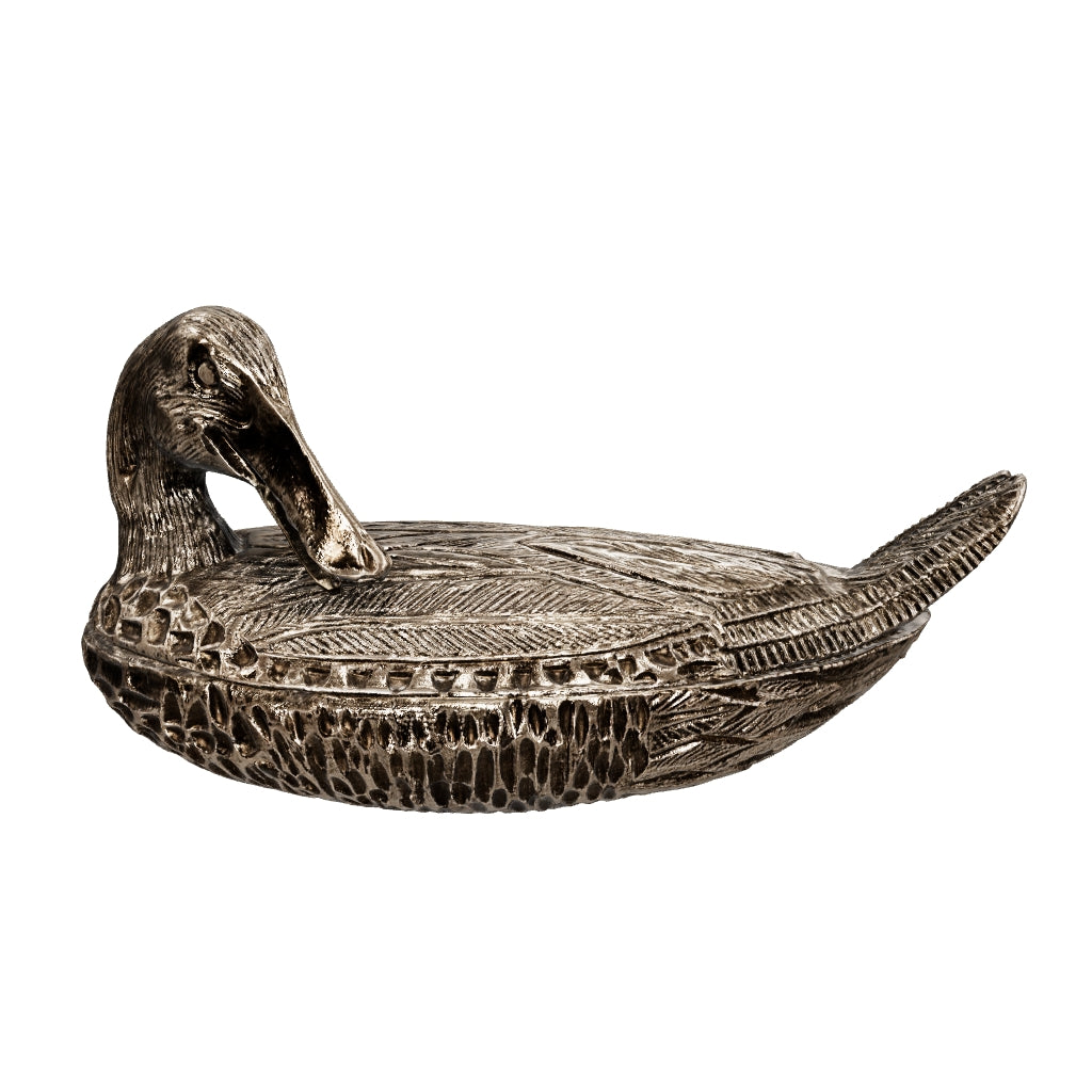 3D preview of Fondica France Silvered Metal Duck Box, Heavy Cast Trinket Casket
