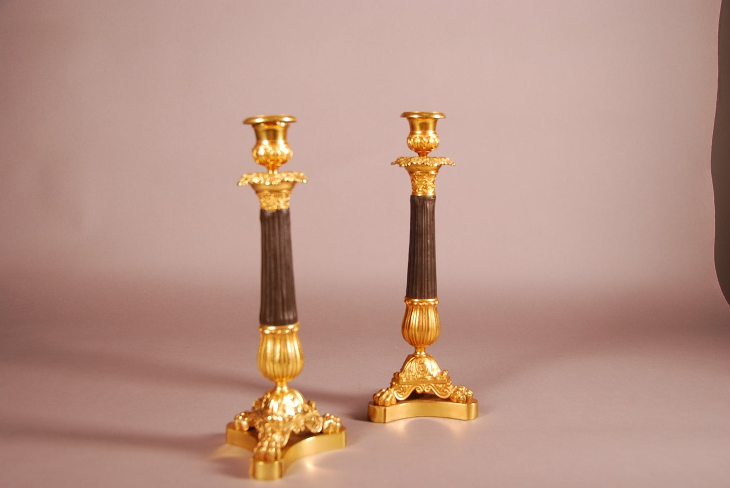 19th Century French Brons Gilded candlesticks