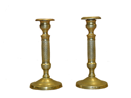 pair of antique bronze candlesticks