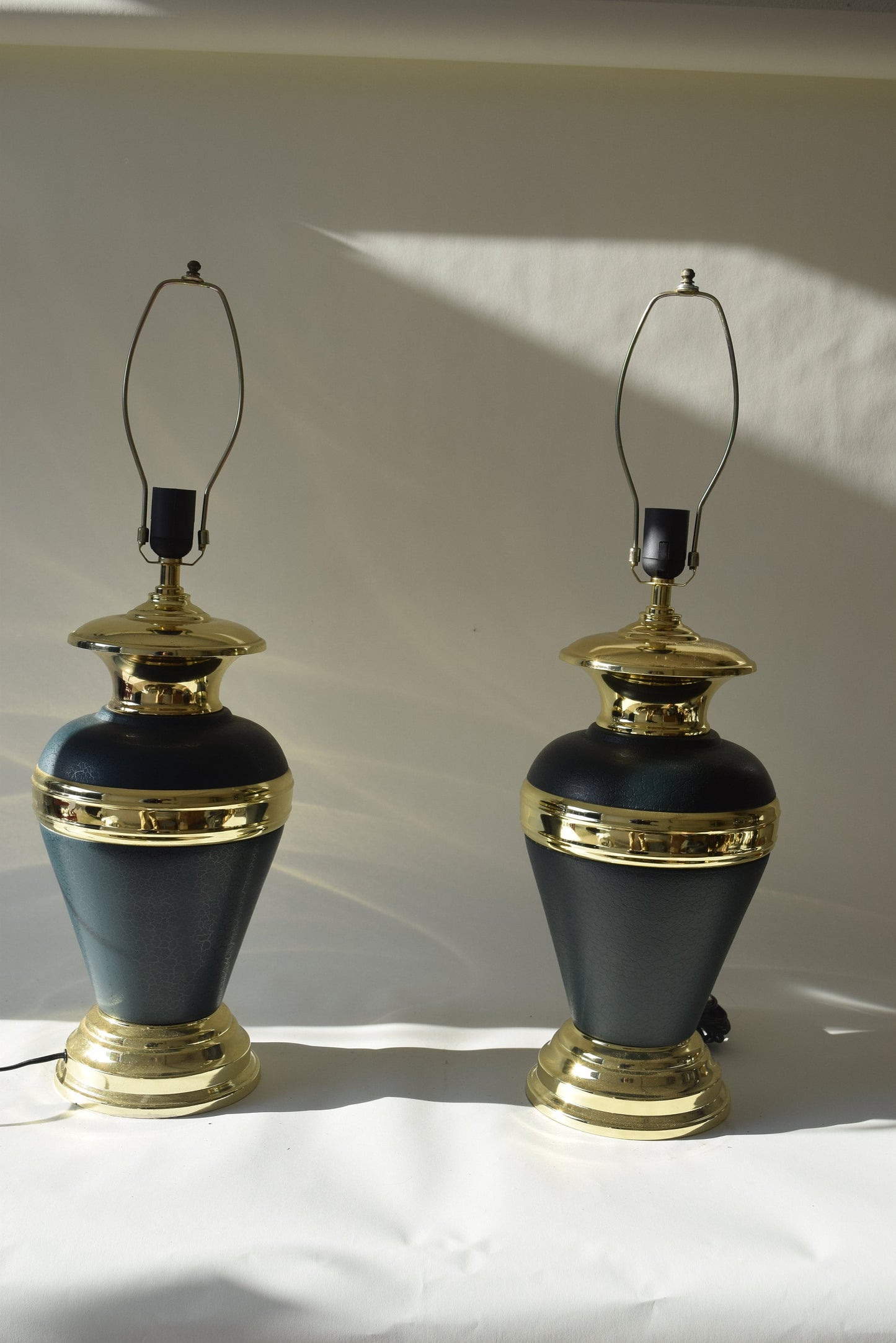 Pair of Large Vase table lamps green gold