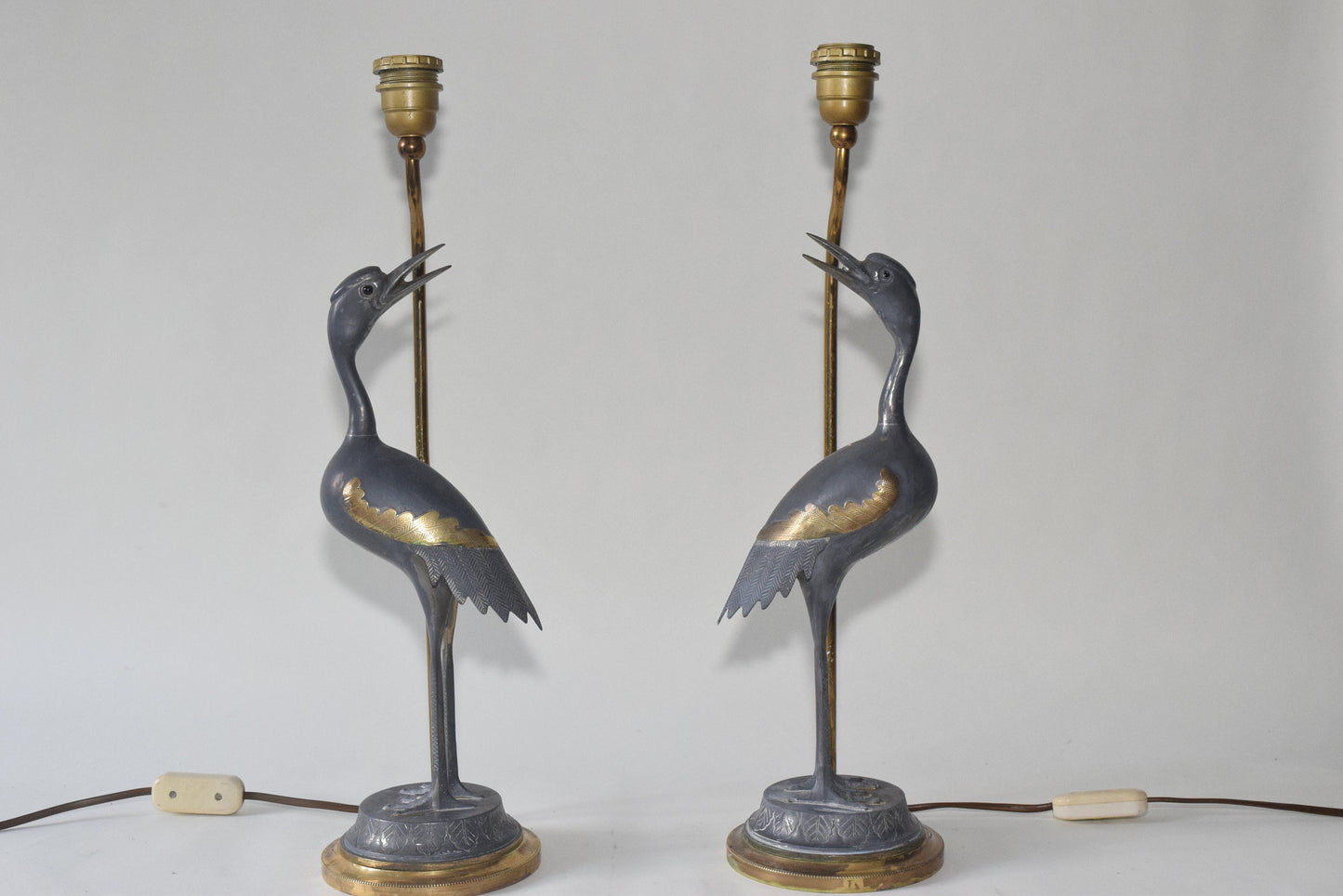 Vintage Crane bird Lamps 1970s