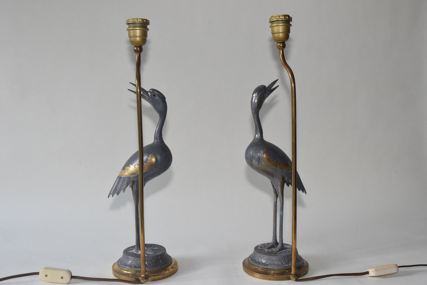 Vintage Crane bird Lamps 1970s