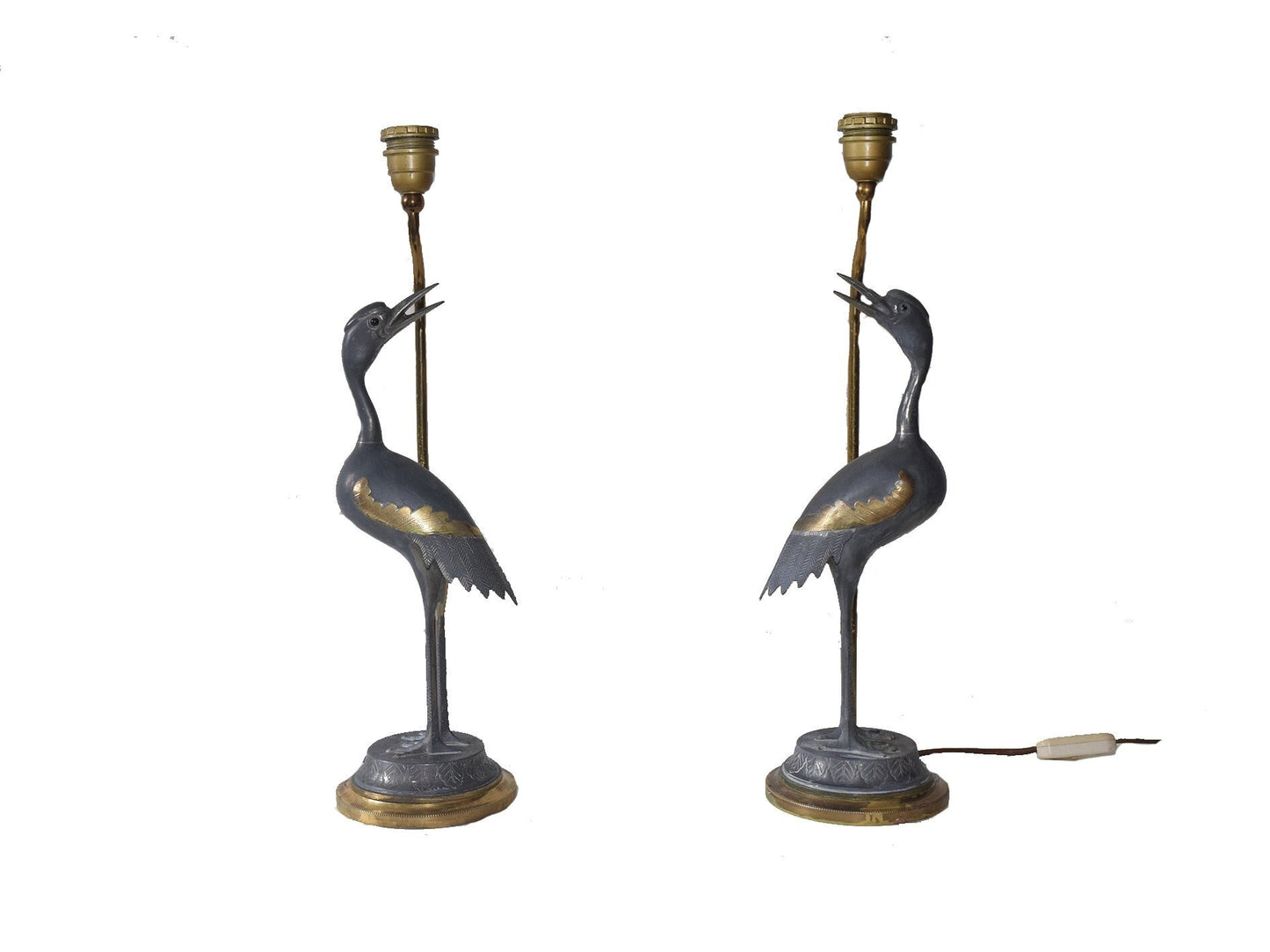 Vintage Crane bird Lamps 1970s