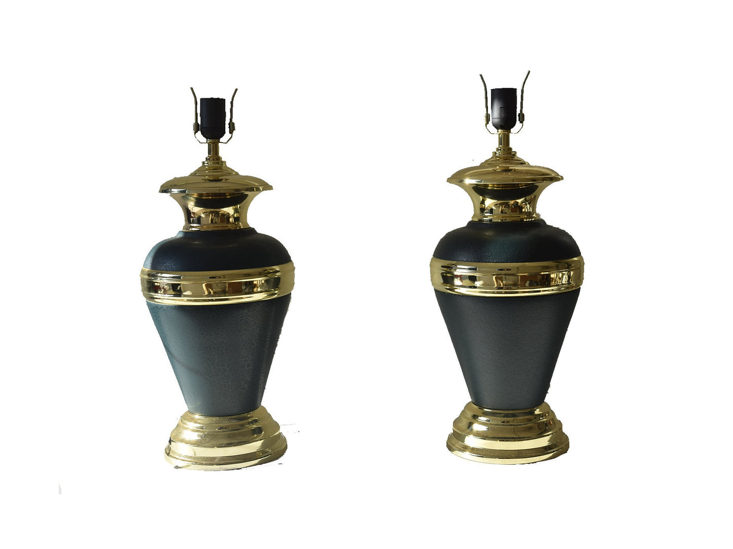 Pair of Large Vase table lamps green gold